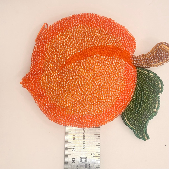 Vintage Women's Inge Christopher Beaded Peach Coin Purse - Picture 7 of 8